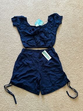 NWT WOMANS SET NAVY BLUE SANTIKI US SIZE SMALL